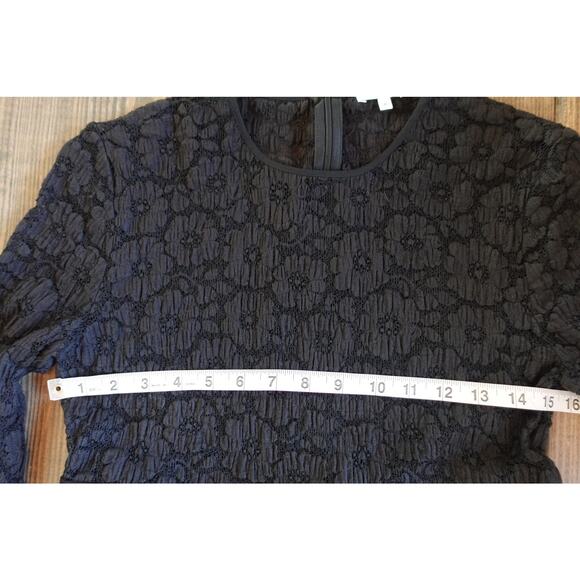 Manoush Dress Womens 8 Black Lace Polka Dot Maxi Long Sleeve Stretch Tulle Goth - Picture 7 of 12